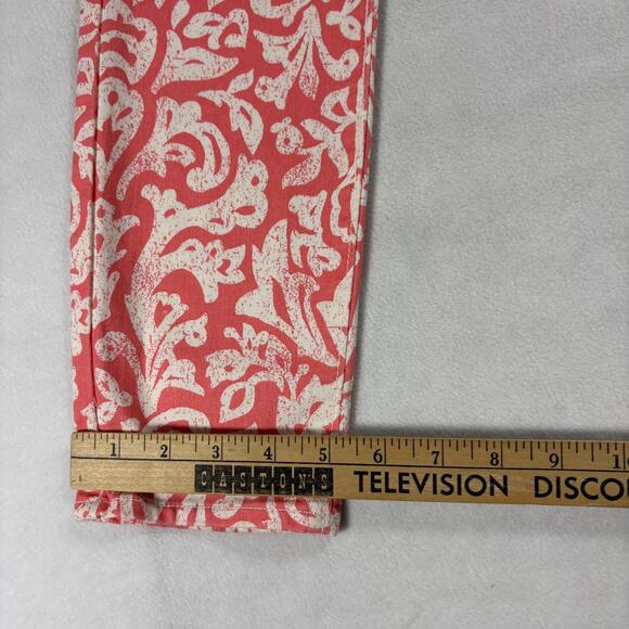 Old Navy Rockstar Women’s Skinny Jeans Coral White Floral Print Size 4 - Picture 3 of 9